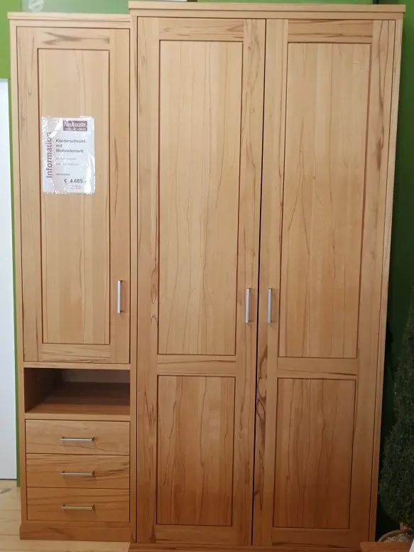 Kleiderschrank mit Wohnelement Kernbuche massiv